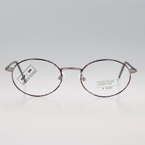 United Colors Of Benetton A59 48M, Vintage 90s gray tortoise small oval glasses frames mens & womens NOS