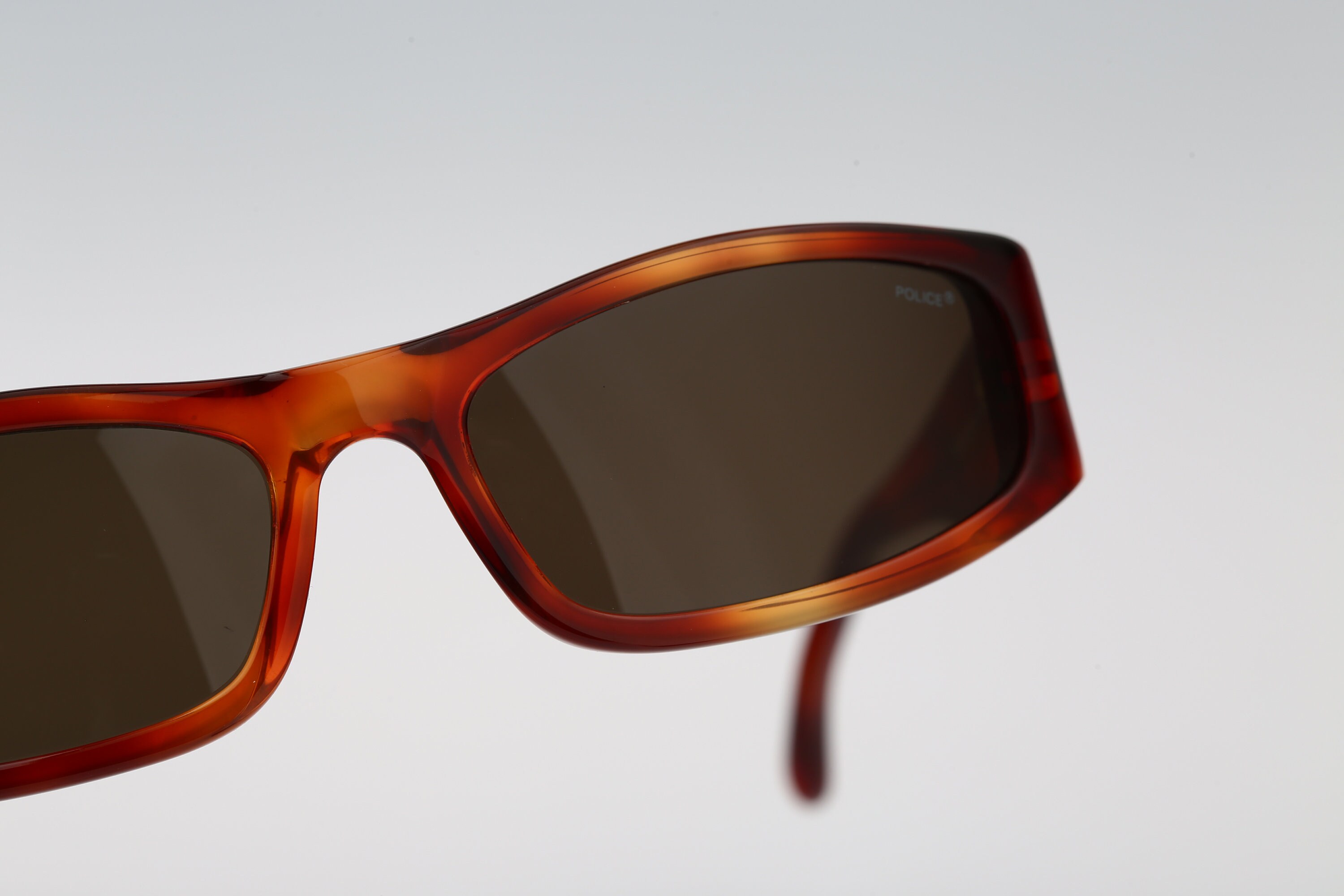 Police 1237 710, Vintage 90s Unique Tortoise Slim Rectangle 