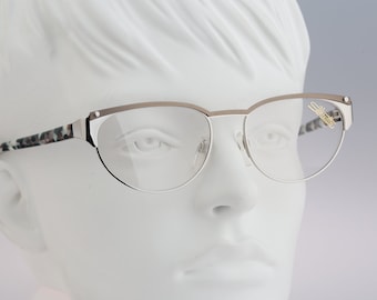 Silhouette M 6204 00 V 6050, Vintage 90s unique silver cat eye glasses frames womens NOS