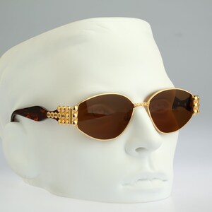 Steampunk sunglasses men, Anteprima Gilda 3, Vintage 90s unique gold rectangle sunglasses women NOS