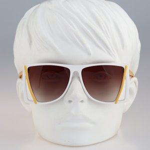 Silhouette M 3058 C 2847, vintage jaren 80 unieke gele en witte oversized vierkante zonnebril dames NOS
