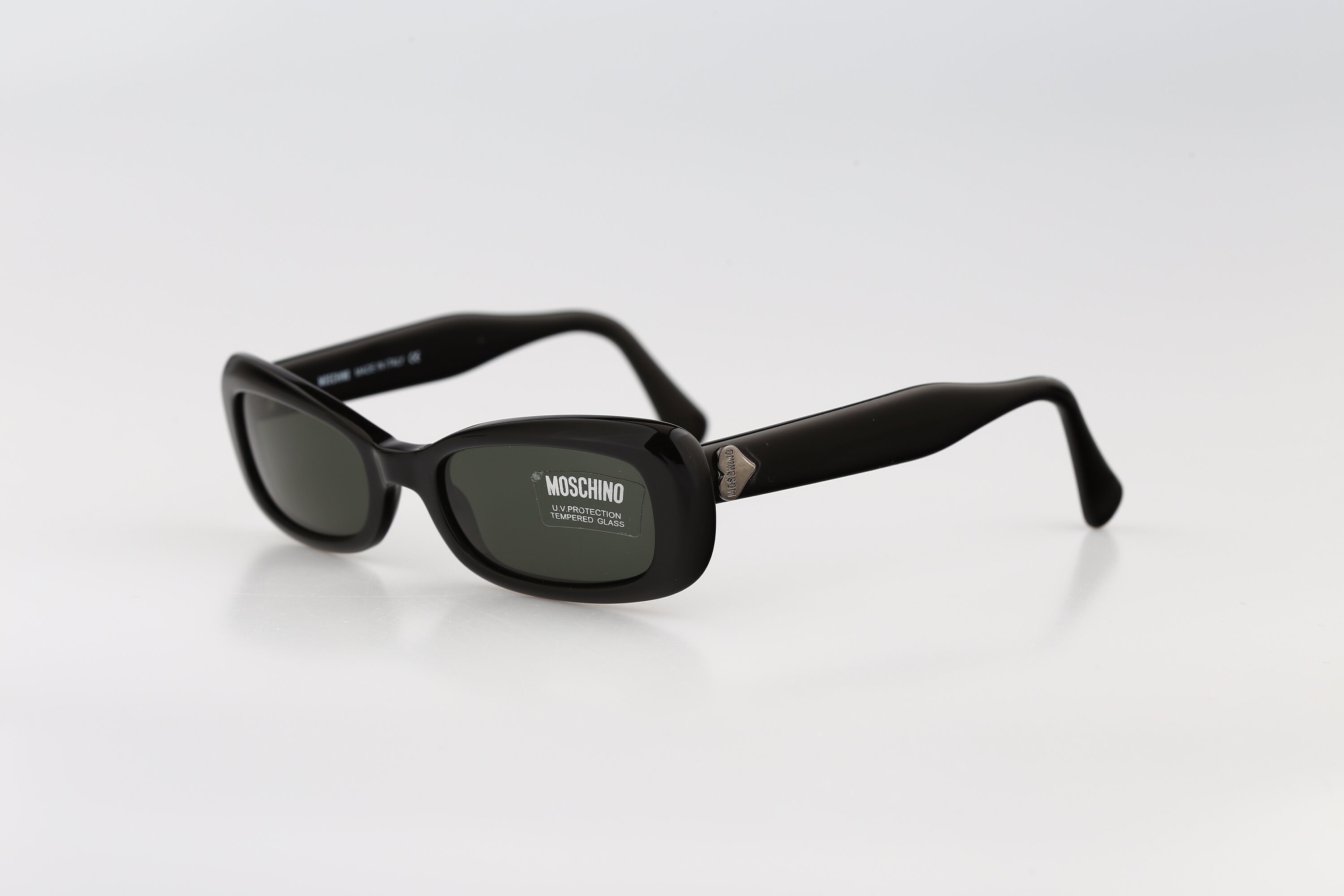 Moschino 3544 S 95 31, Vintage 90s Unique Black Rectangle 