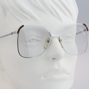 Silhouette 442, Vintage 70s oversized silver square butterfly eyeglasses frames womens NOS