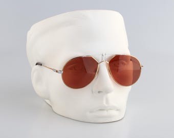 Rodier by Licefa M 125 313, Vintage 80er Jahre getönte orange Gläser gold oversized Pilotenbrille Männer und Frauen NOS