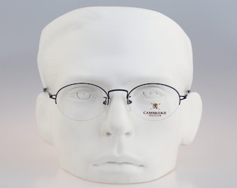 Cambridge Polo Club 5033 4, Vintage 90s blue half rim oval eyeglasses frames mens & womens NOS
