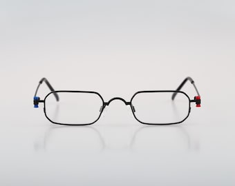 Adam & Eve 4 A, Vintage 90s colorful and black small rectangle eyeglasses frames men and women NOS