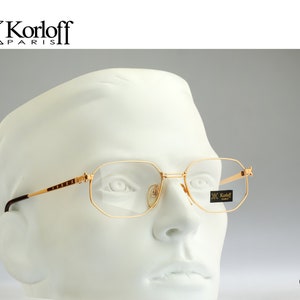 Korloff Paris K 19 C 03, Vintage 90s designer gold hexagon glasses frames mens & womens NOS