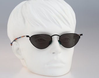 Contro Verse 3040 128 08, Vintage 90s unique black small cat eye sunglasses women NOS