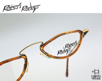 Robert Rudger 1090 138, Vintage 90s antique gold and tortoise double rim unique oval reading eyeglasses frames mens & womens NOS