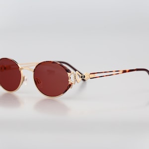 Diva 5043 21E, Vintage 90s unique victorian tortoise & gold oval sunglasses women, NOS