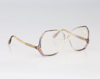 Silhouette M 1163 20 C 1326, Vintage 80s oversized clear octagon butterfly eyeglasses frames womens NOS