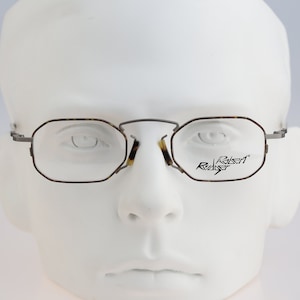 Robert Rudger 1530 148-B3, Vintage 90s gray and tortoise unique steampunk small hexagon glasses frames mens & womens NOS