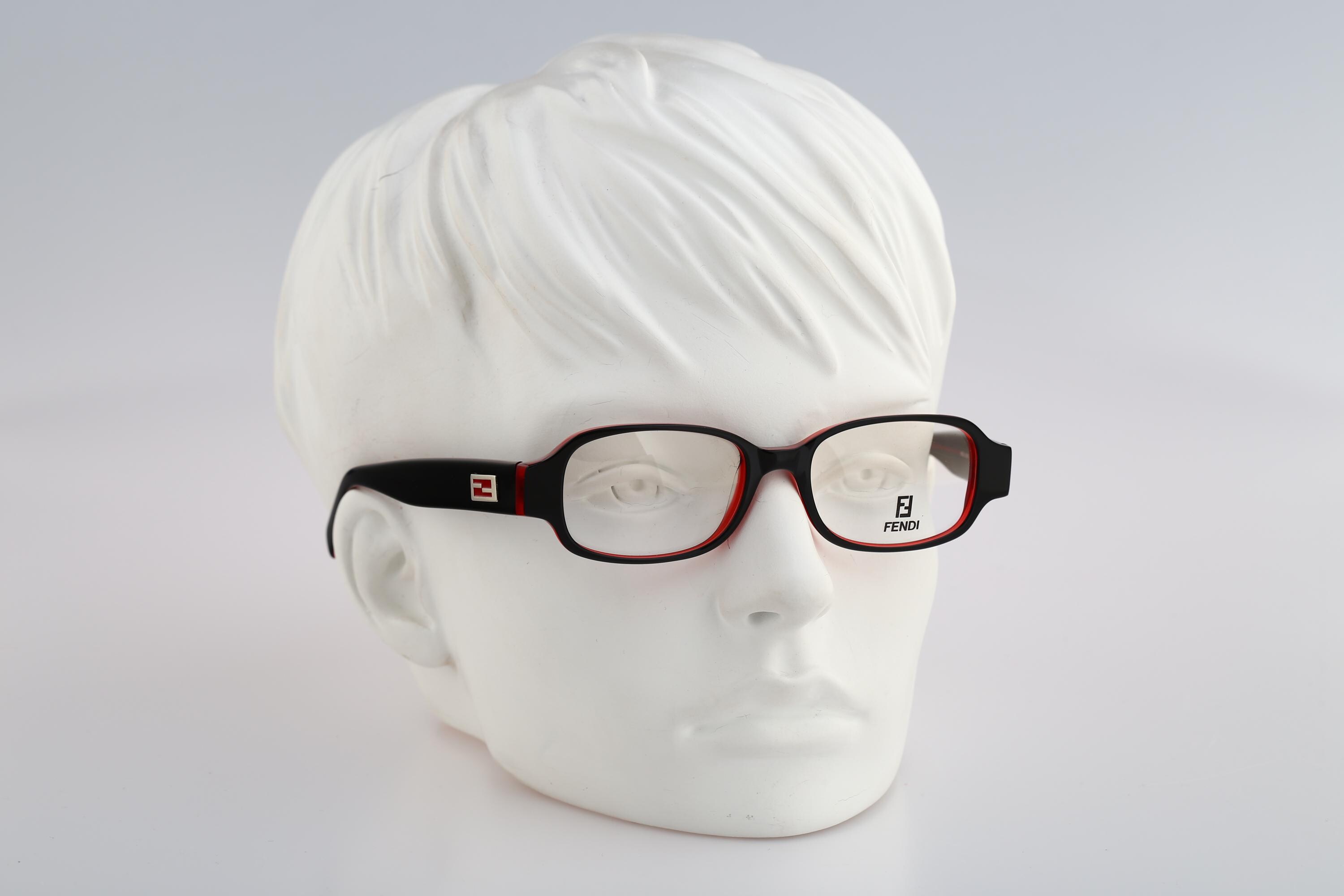 フェンディ VL 7657 J67、ヴィンテージ 90 年代 黒と赤のスクエア型