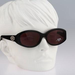 Charme 7223 700, Vintage 90s large black oval sunglasses women, NOS