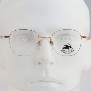 Horseshire by Persol, Vintage 90s gold and silver square eyeglasses frames mens & womens NOS