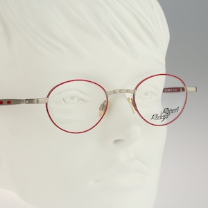 Robert Rudger 1830 163 92, Vintage 90s silver and red unique small pants round eyeglasses frames mens & womens NOS