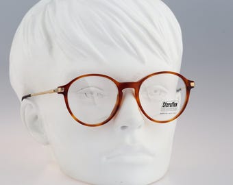 Sferoflex 1003 021, Vintage 90s gold and tortoise panto round eyeglasses frames mens & womens NOS