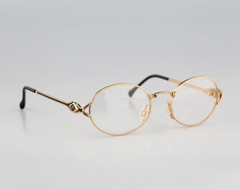 Linea Pitti 595, monturas de gafas ovaladas doradas únicas de los años 90 para mujer NOS