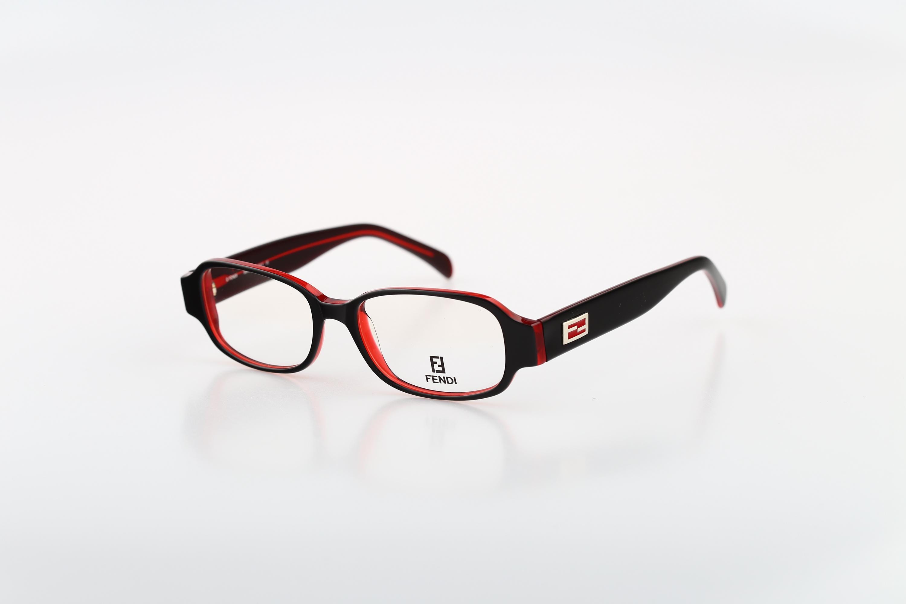 Fendi VL 7657 J67, Vintage 90s Black and Red Square Eyeglasses