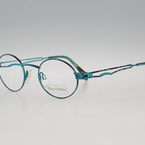 Marc O&#39;Polo by Metzler 3368 629, Vintage 90s blue tortoise small circle round eyeglasses frames womens NOS