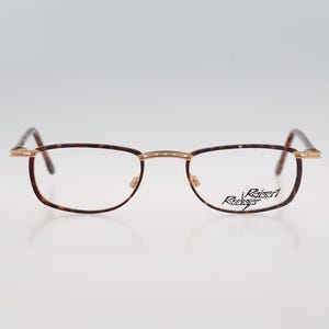 Robert Rudger 1700 225 F5, Vintage 90s gold and tortoise rectangle glasses frames mens & womens / NOS