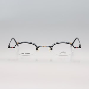 Plume Paris Net 1045, Vintage 90s colorful unique half rim micro small square reading glasses frames mens & womens / NO