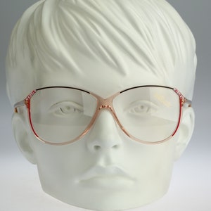 Silhouette M 1730 C 1728, Vintage 80s oversized colorful clear & red cat eye glasses frames womens NOS