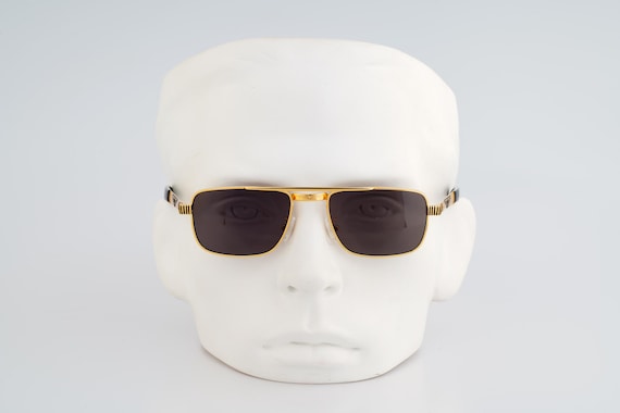 Police 2139 070, Vintage 90s Gold Rectangle Aviator Sunglasses Men