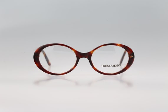 人気定番の 90s Vintage 278, 428 Armani Giorgio Tortoise Eyeglasses Oval ライト・ランタン
