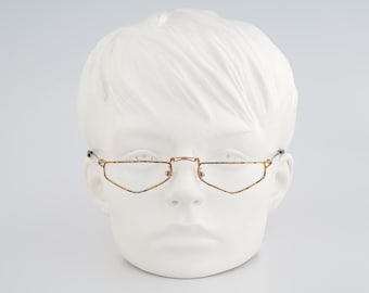 Select 8101 440, Vintage 90s gold and tortoise small hexagon reading glasses frames womens NOS