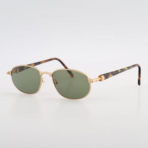 Jacomo 219 01, Vintage 90s matte gold and tortoise small oval sunglasses man and women, NOS
