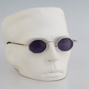 Grant 2156 FSO, Vintage 90s gray unique steampunk small hexagon sunglasses mens & women, NOS