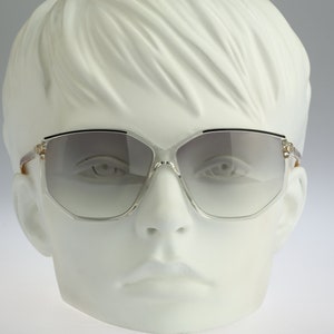 Silhouette M 1719 C 1542, Vintage 80s tinted gray lenses clear square cat eye sunglasses women, NOS