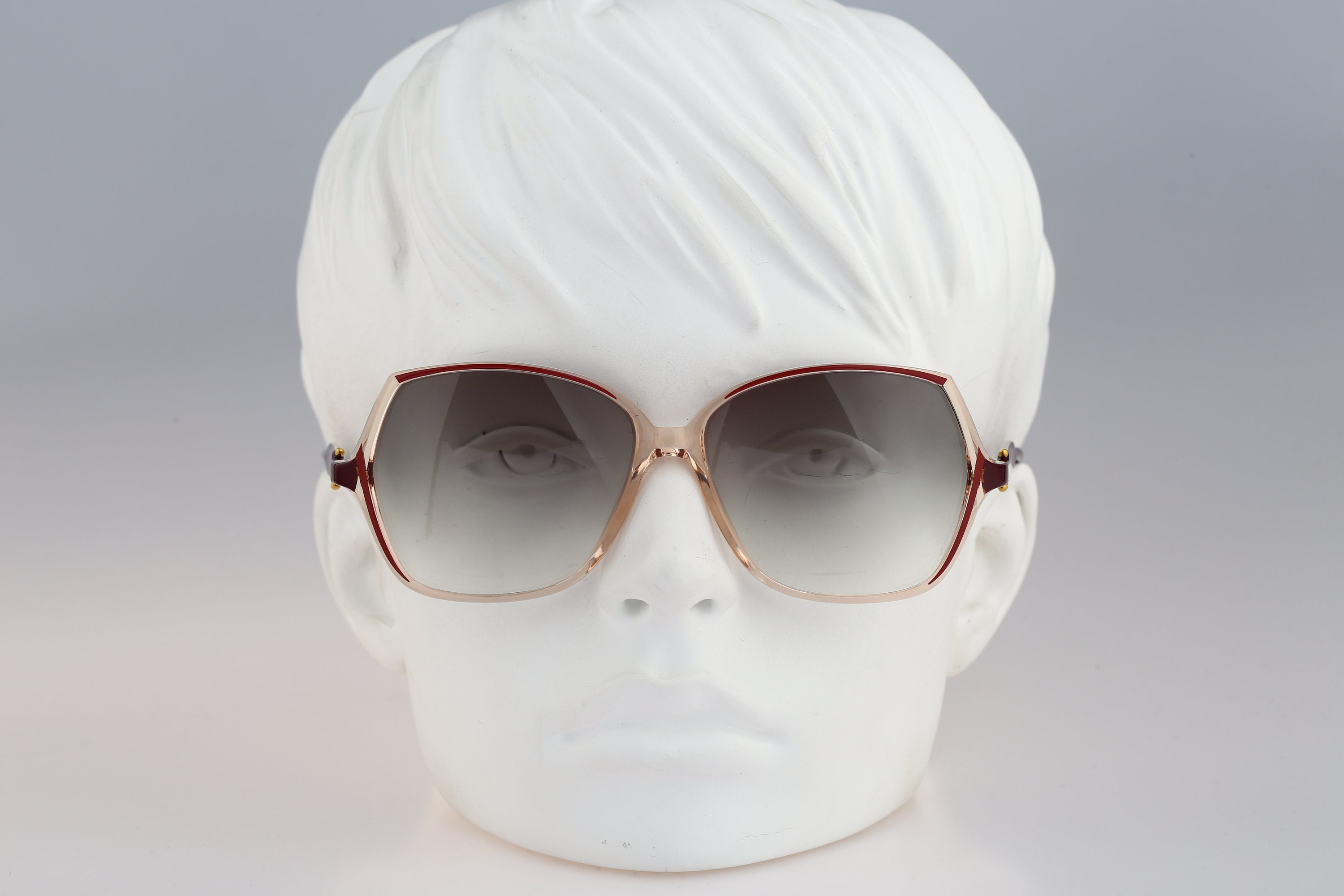 Lunettes Vintage Papillon Style Années 80 - Monture Or Rouge Demi-monture - Allemagne