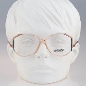 Silhouette M 1768 20 C 2117, Vintage 80s unique clear large oversized hexagon glasses frames womens NOS