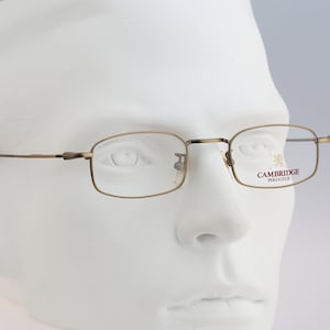 Cambridge Polo Club 5068, Vintage 90s antique gold unique small square eyeglasses frames mens & womens NOS