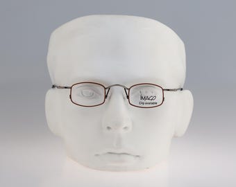 Imago Ani 2, Vintage 90S brown and antique silver micro small square eyeglasses frames mens & womens NOS