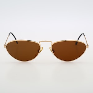 Persol EM 863 DB, Vintage 90s unique gold slim cat eye sunglasses women, NOS