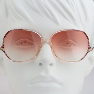 Silhouette M 1813 20 C 2683, Vintage 80s tinted pink lenses unique clear oversized butterfly sunglasses women, NOS