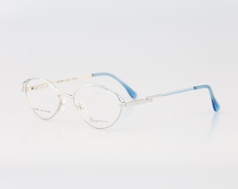 Diva Petite 9099 482, Vintage 90s unique silver small cat eye glasses frames womens NOS
