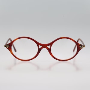 Giorgio Armani 339 067, Vintage 90s unique tortoise small round eyeglasses frames mens & womens NOS