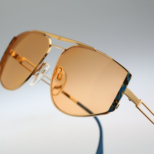 Silhouette M 6152 shops V 6055, Vintage 80s tinted orange lenses unique gold oversized aviator sunglasses women NOS