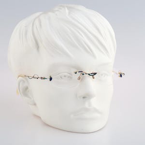 Zeitlos ZL B2 10, Vintage 90s crazy colorful small oval eyeglasses rimless frames womens NOS