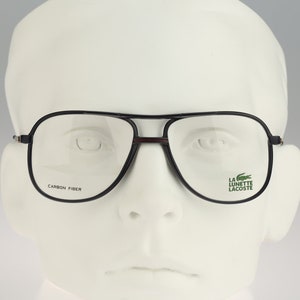 Lacoste 701, Vintage 90s black square aviator glasses frames mens & womens NOS