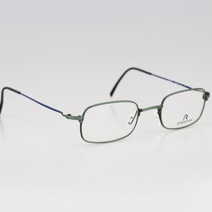 Rodenstock R 4264 D, Vintage 90s lightweight green and blue small rectangle eyeglasses frames mens & womens NOS image 4