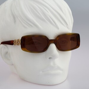 Azzaro AZ 4104 84, Vintage 90s tortoise small rectangle sunglasses women, NOS