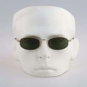 Brooks Brothers BB 144 1001, Vintage 90s gold small rectangle sunglasses men & women, NOS