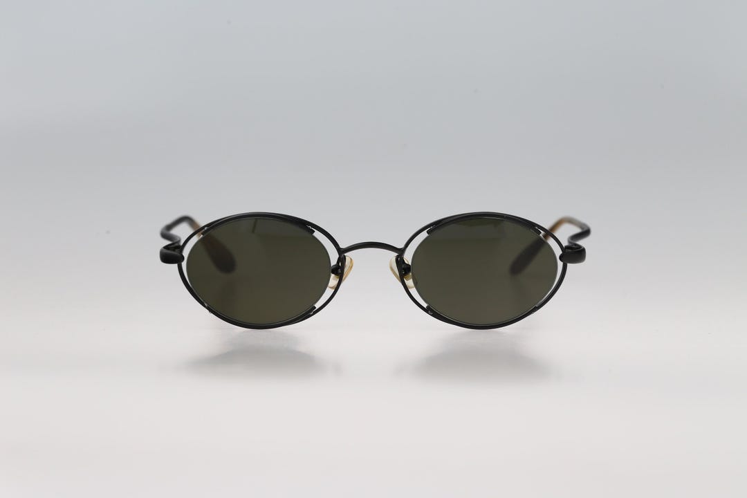 Lagerfeld 4121 02, Vintage 90s Black Unique Steampunk Half Rim