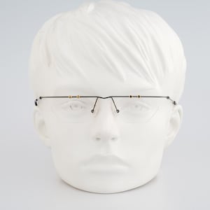 Think by MK Design 080 14, Vintage 90s gray and gold top bar semi rimless hexagon glasses frames womens NOS
