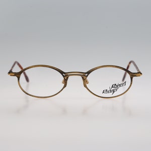 Robert Rudger 1450 123 36, Vintage 90s antique gold unique small oval eyeglasses frames mens & womens NOS